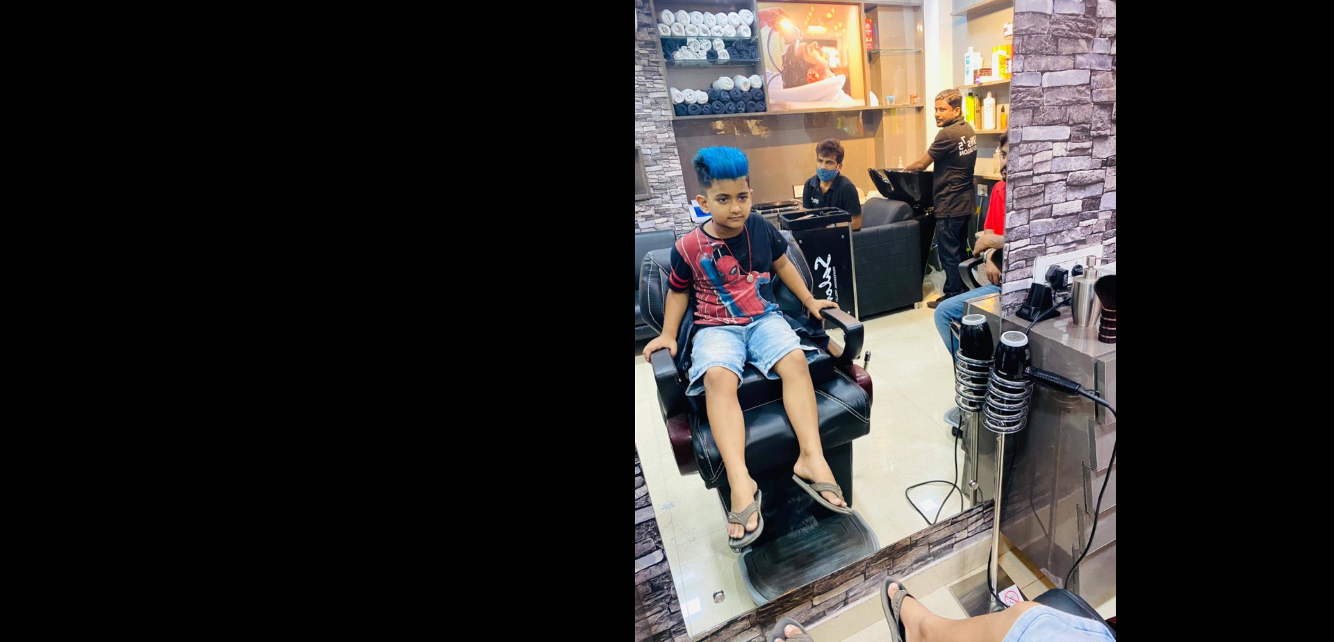 Kids hair coloring and styling highlights